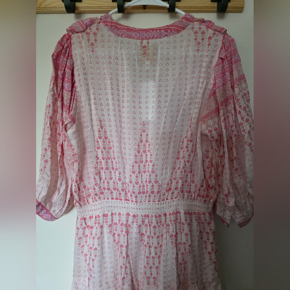 Bell Rain‎ Light Past pink Multi Puff Sleeve Mini Dress Silk Sz Large - Picture 10 of 12